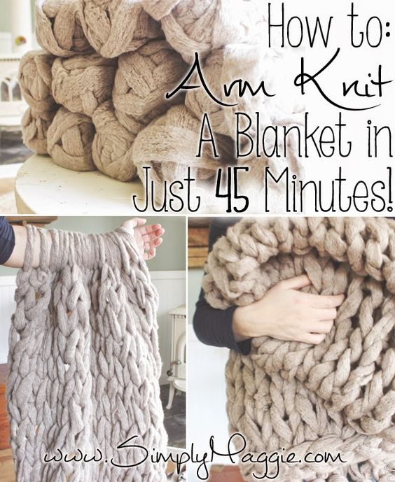 How to DIY Arm Knit Blanket Free Pattern