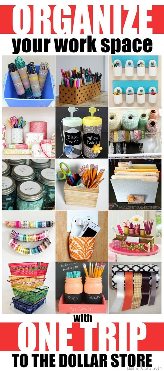 ORGANIZE YOUR OFFICE OR CRAFT SPACE WITH ONE TRIP TO THE DOLLAR STORE